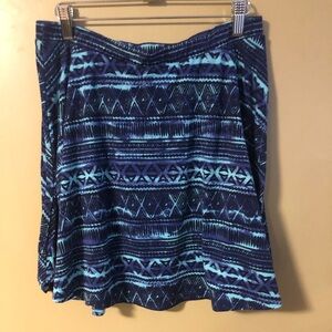 Blue Geometric Desin Aztec Pattern Stretchy Skirt Size Medium Mossimo Supply co